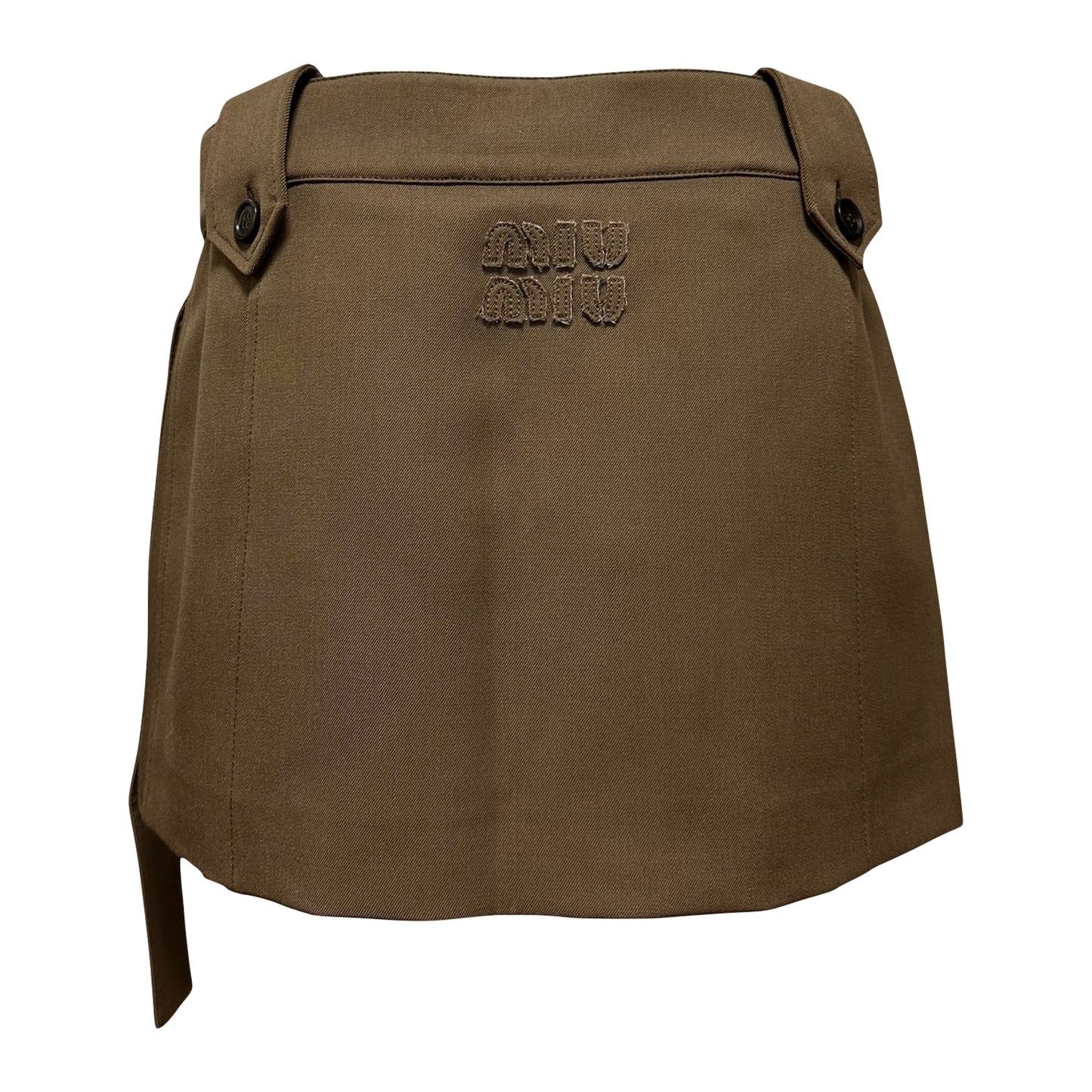 MIU MIU Spring Summer 2024 Mud Gabardine Mini Skirt