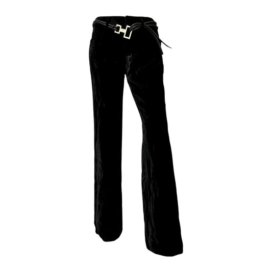 GUCCI Fall Winter 2004 Velvet Pants with Leather Rope Belt