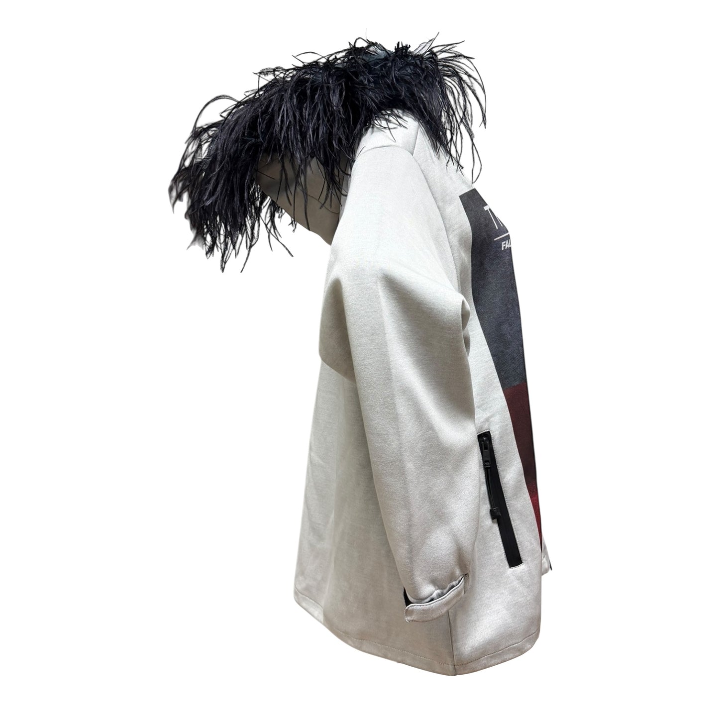 PRADA Fall Winter 2017 "THE LION HOUSE" Zip-Up Hoodie with Ostrich Feathers