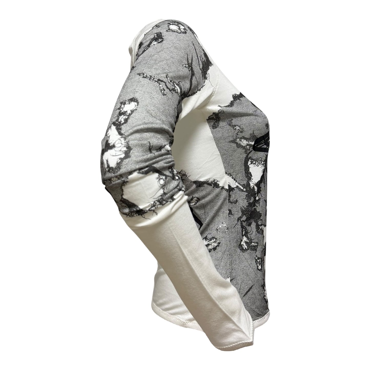 CHRISTIAN DIOR Spring Summer 2006 Lace Print Long Sleeve T-Shirt featuring Cut-Out and Ribbon Details