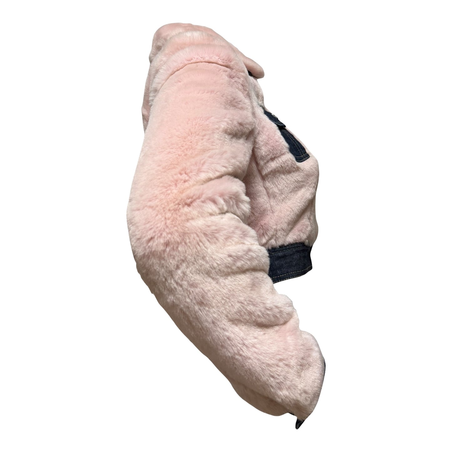 D&G Fall Winter 1999 Pink Fur & Denim Cropped Jacket