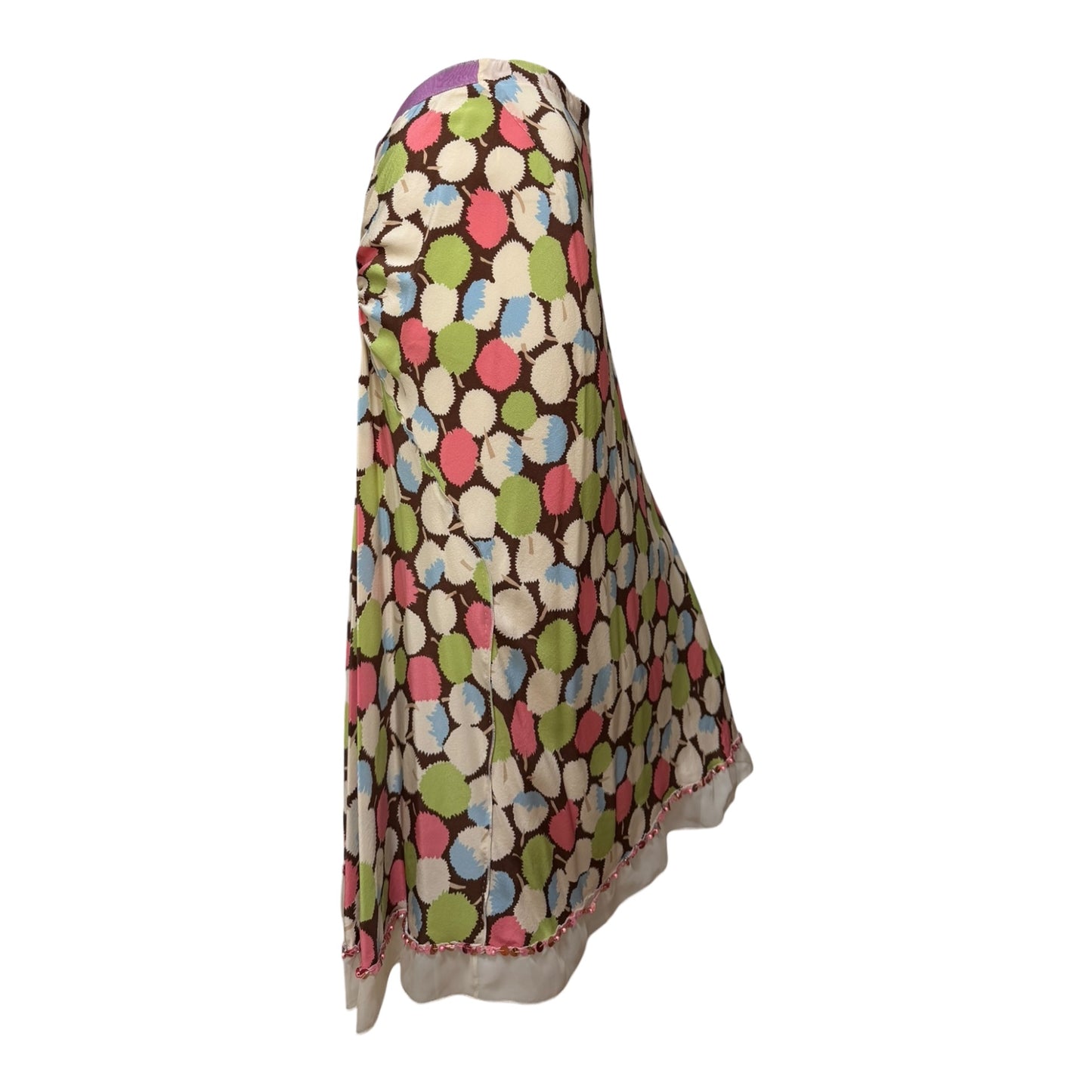 LOUIS VUITTON Spring Summer 2005 Apple Print Beaded Sequin-Trim Midi Skirt