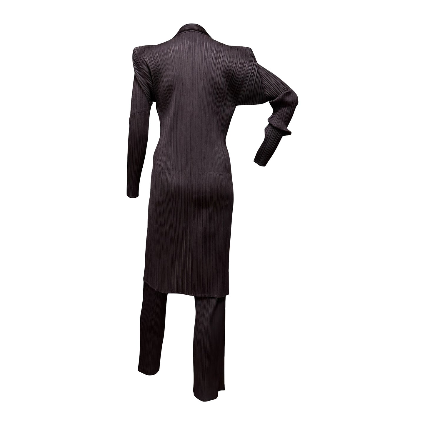 PLEATS PLEASE ISSEY MIYAKE Pleated Long Cardigan and Straight Leg Pants Set Up