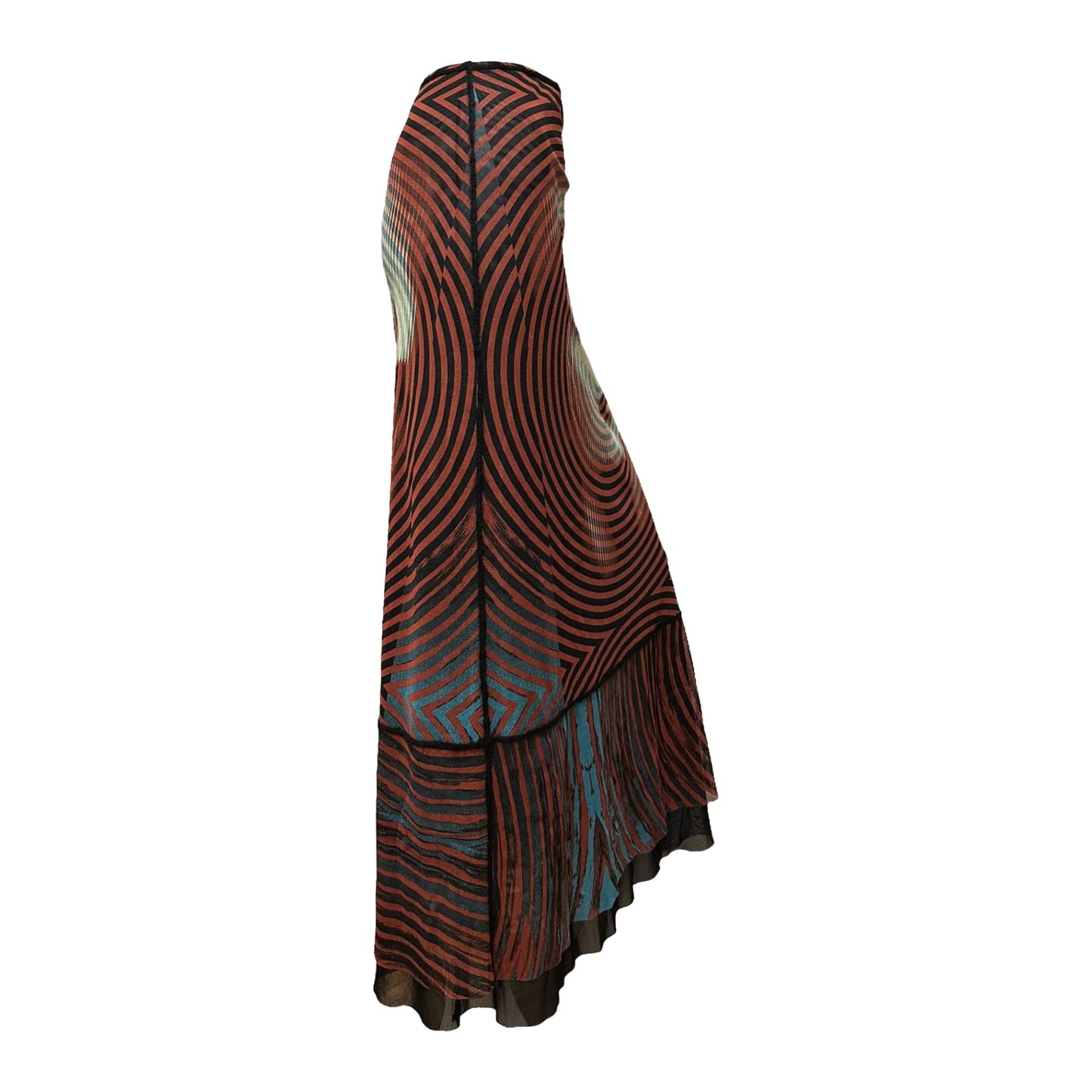 JEAN PAUL GAULTIER Fall Winter 2001 Marlene Dietrich Face Print Mesh Maxi Skirt