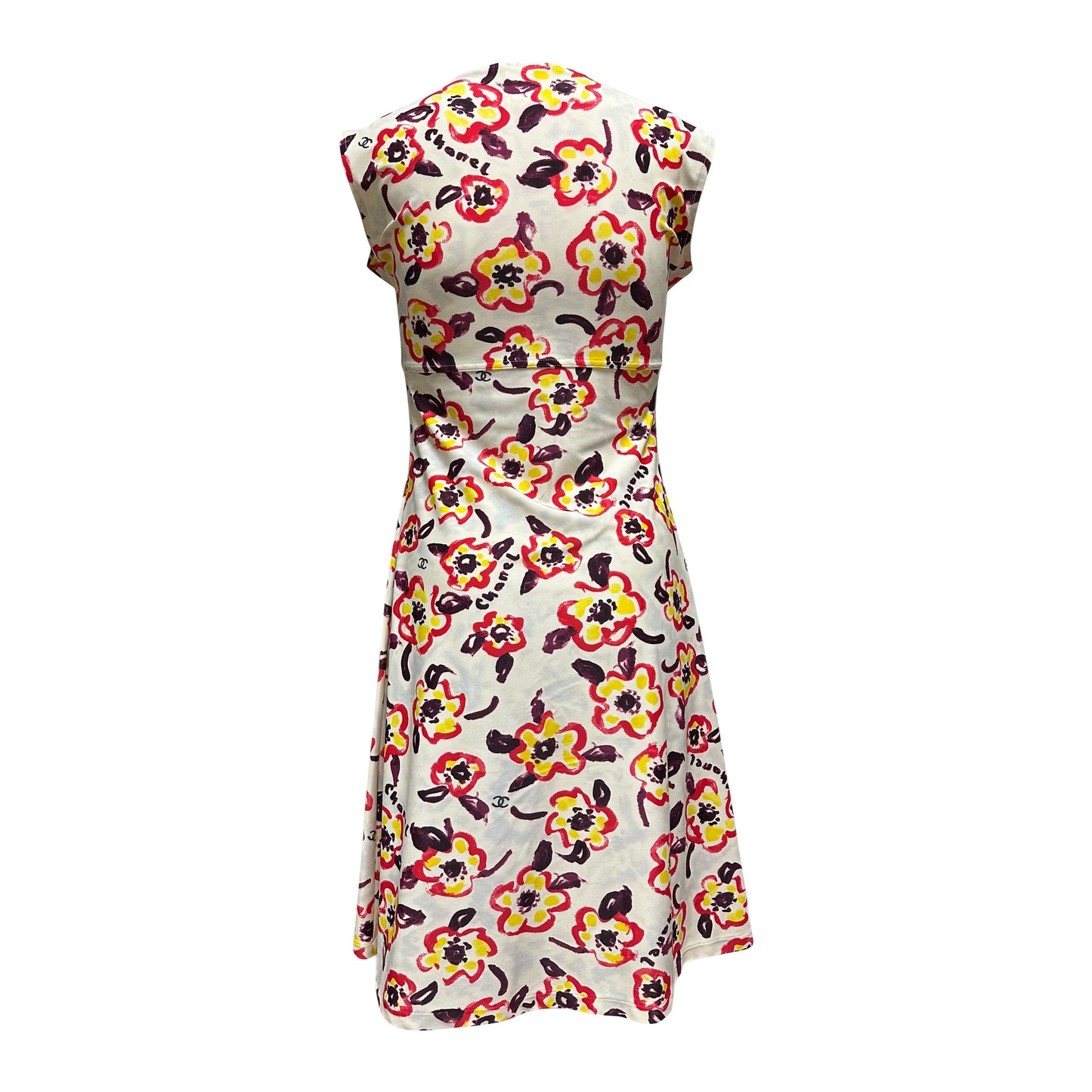 CHANEL Resort 1996 Stretch Floral Print Sleeveless Mini Dress