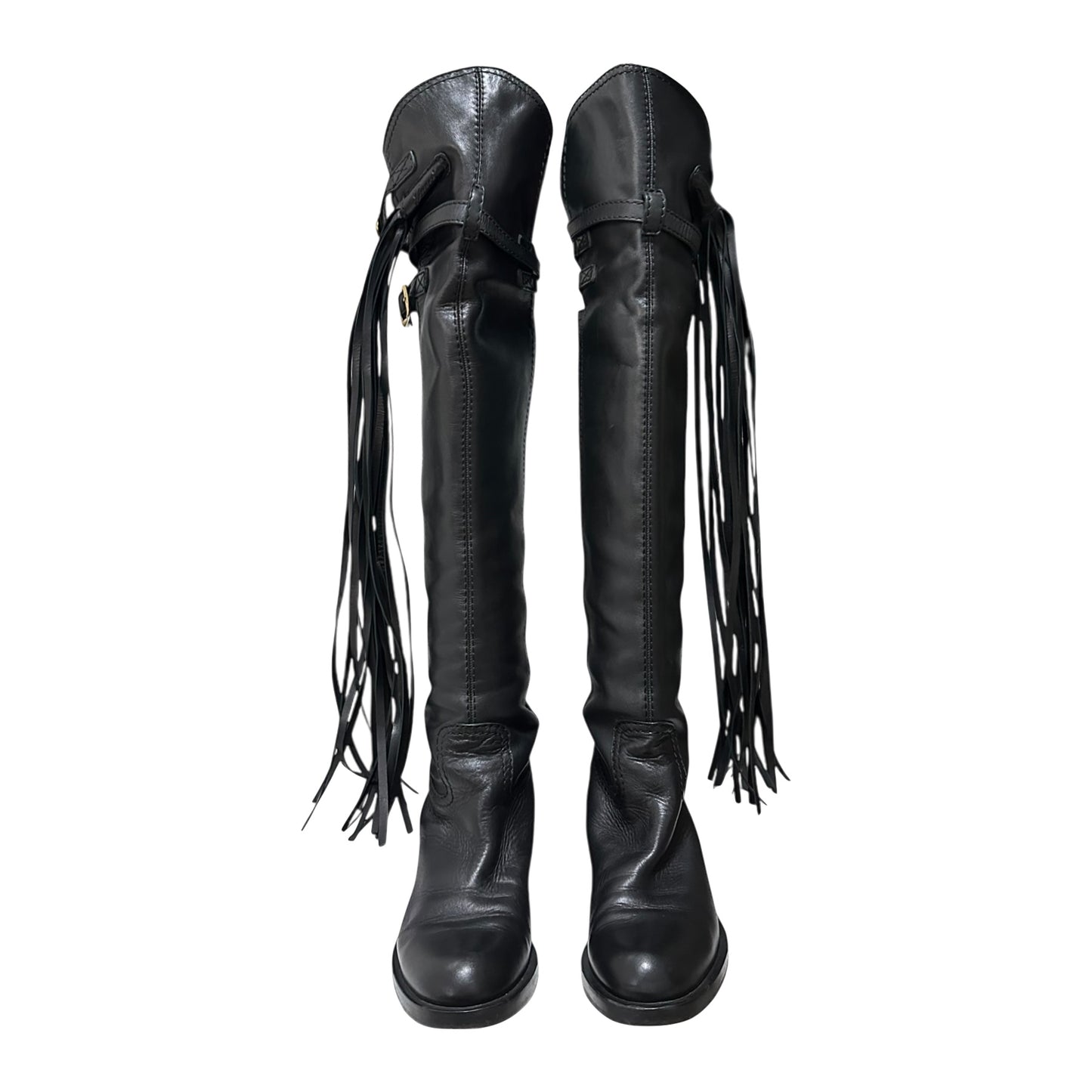 GUCCI Fall Winter 2008 Leather Fringe Detail Devendra Knee High Boots