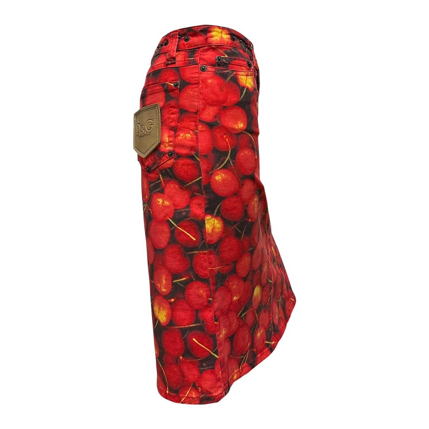 D&G Cherry Print Pencil Midi Skirt