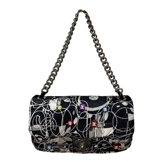 CHANEL 2008 Kaleidoscope Satin Quilted Classic Chain Timeless Flap Bag