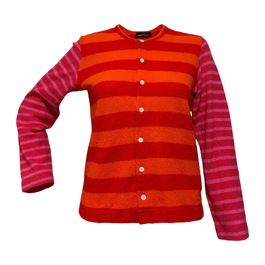 TRICOT COMME DES GARÇONS Logo Print Striped Button-Up Cardigan