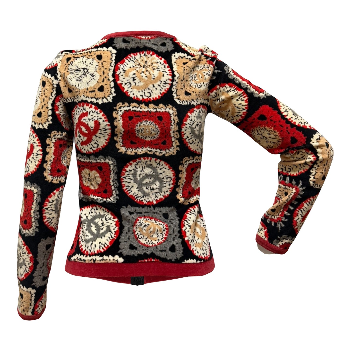 CHANEL Sport Spring Summer 2009 Patchwork Print Velour Zip-Up Jacket