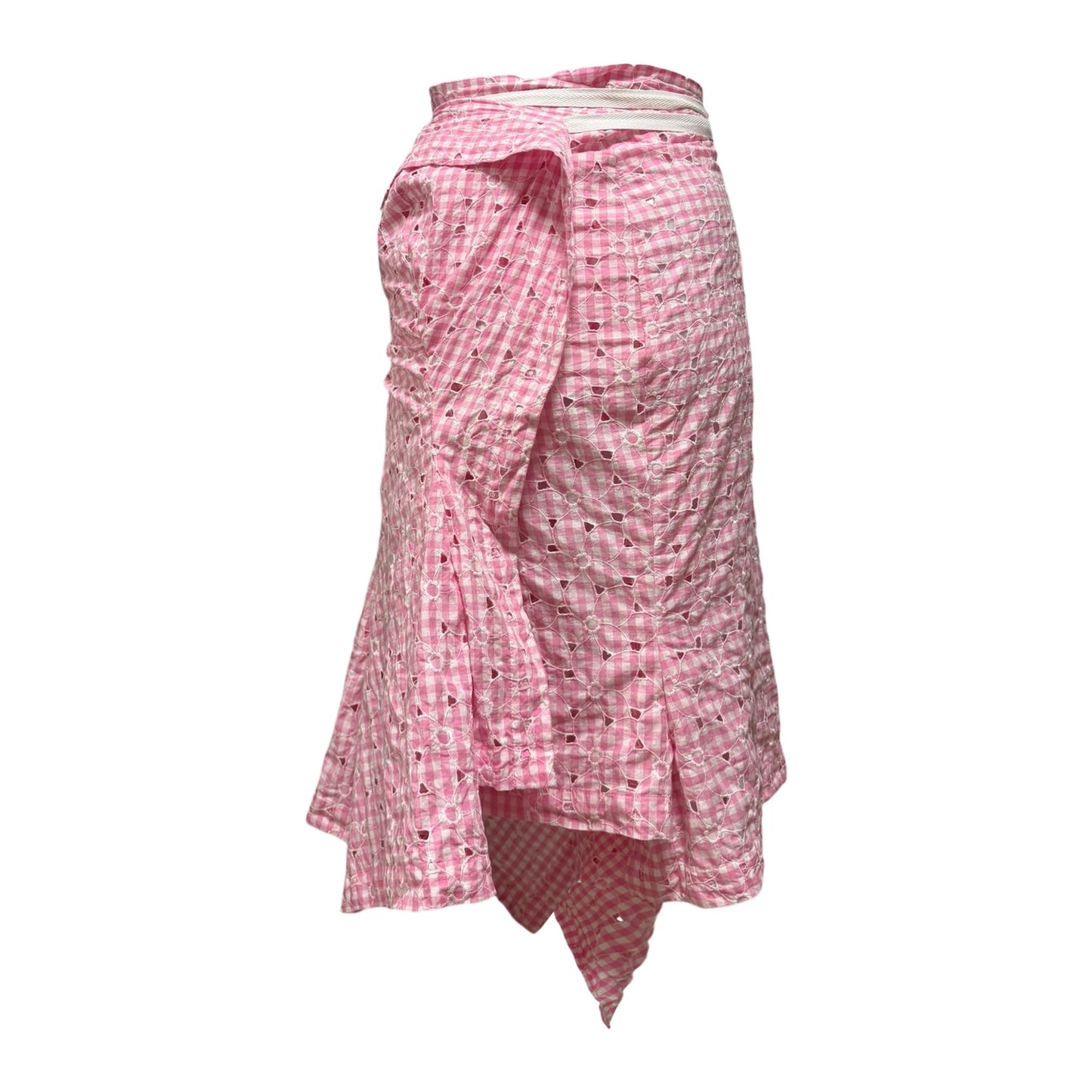 JUNYA WATANABE Spring Summer 2009 Gingham Check Asymmetric Wrap Midi Skirt