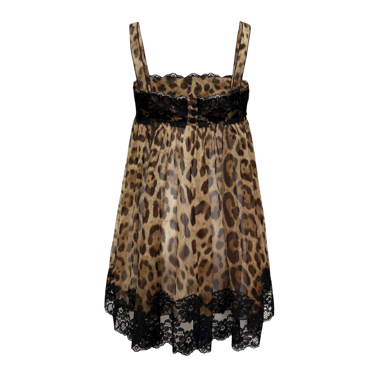 DOLCE&GABBANA Leopard Print Silk Camisole with Lace Trim