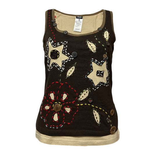 D&G 2002 Fall Winter Embroidered Floral Tank Top