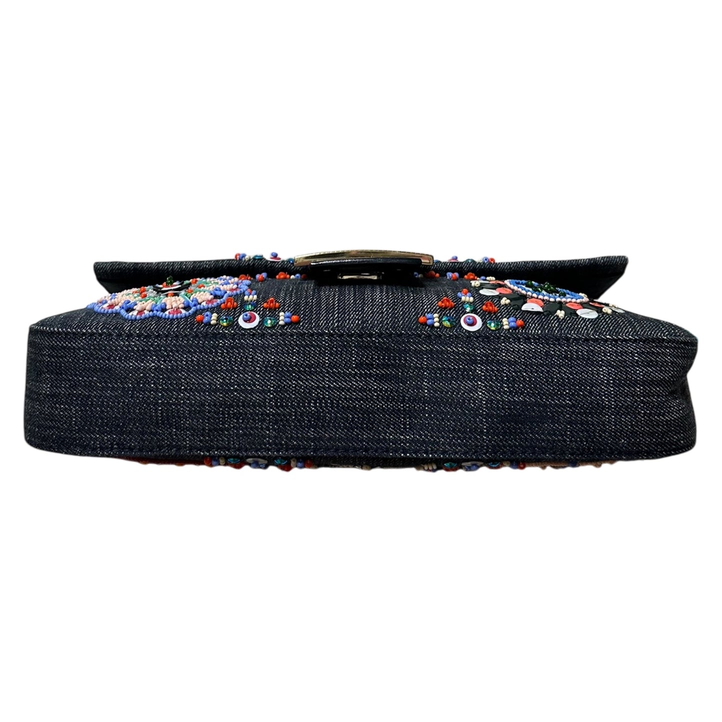 FENDI Spring Summer 2014 Denim Beaded Mamma Baguette Bag