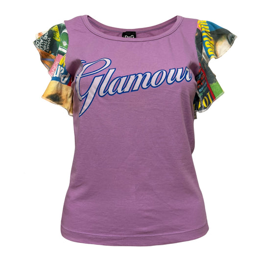 D&G Spring Summer 2002 “Glamour” Graphic Frill Sleeve T-Shirt