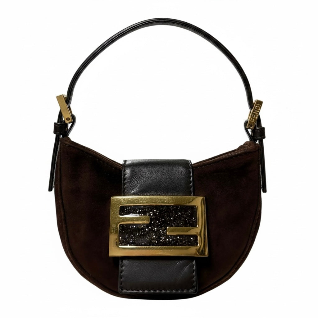 FENDI Spring Summer 1999 Suede & Leather Mini Croissant Bag