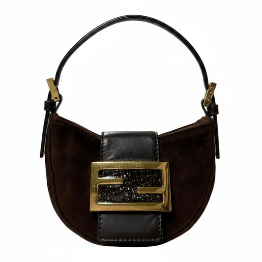 FENDI Spring Summer 1999 Suede & Leather Mini Croissant Bag