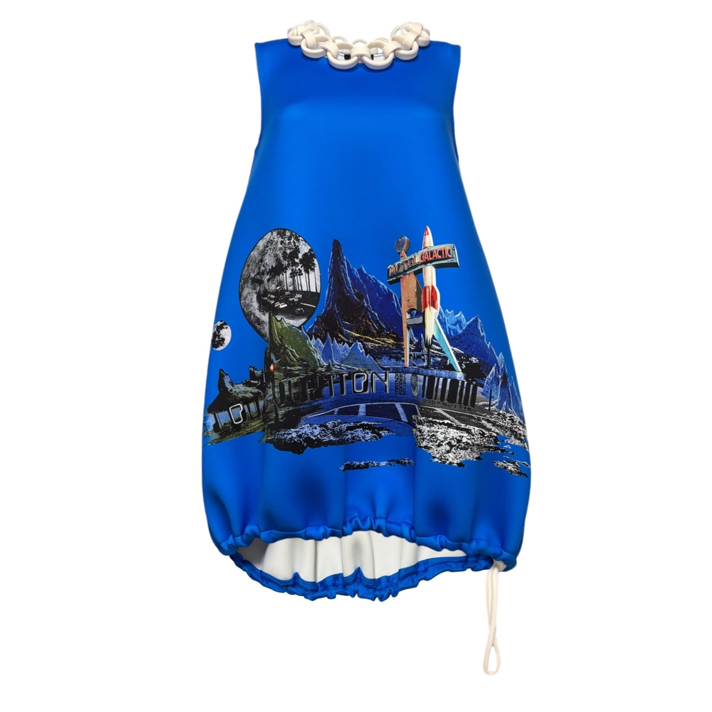 LOUIS VUITTON Resort 2022 Cosmic Motel Print Cinched Balloon Mini Dress