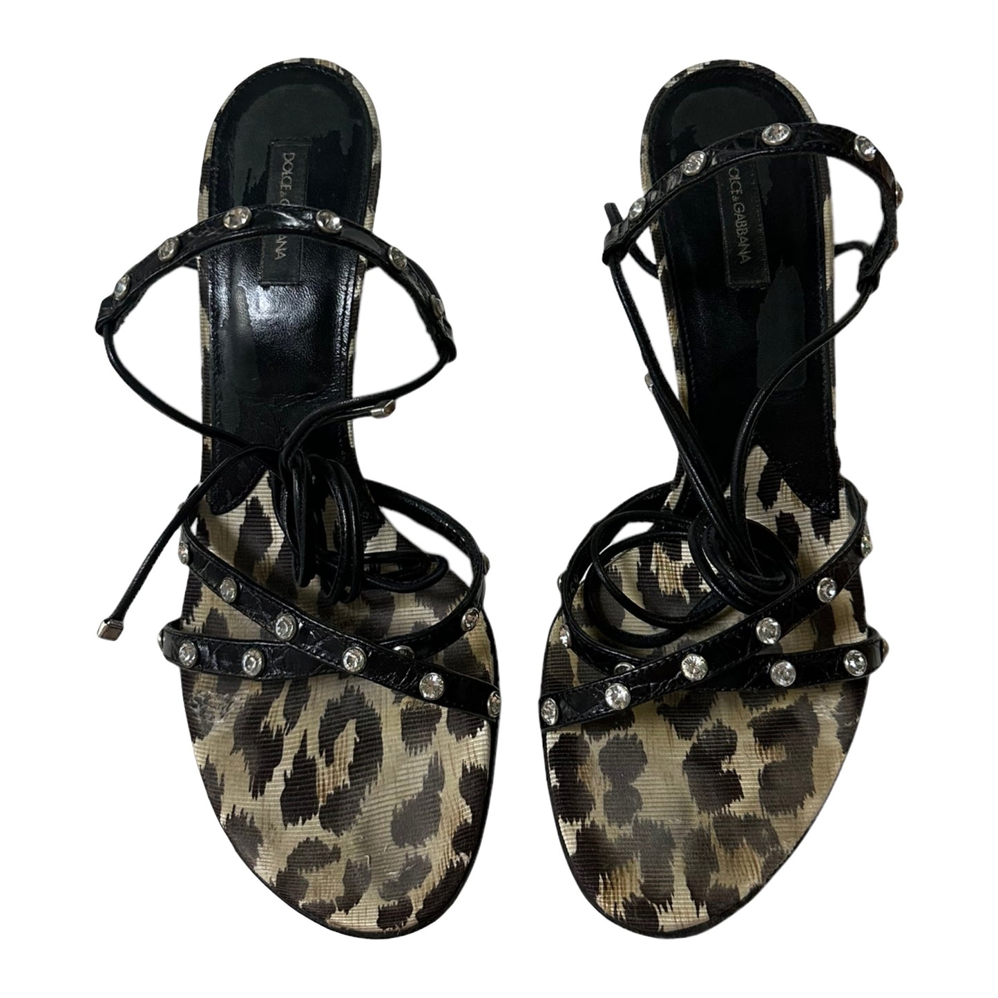DOLCE&GABBANA Spring Summer 2004 Leopard Print Lace Up Sandals