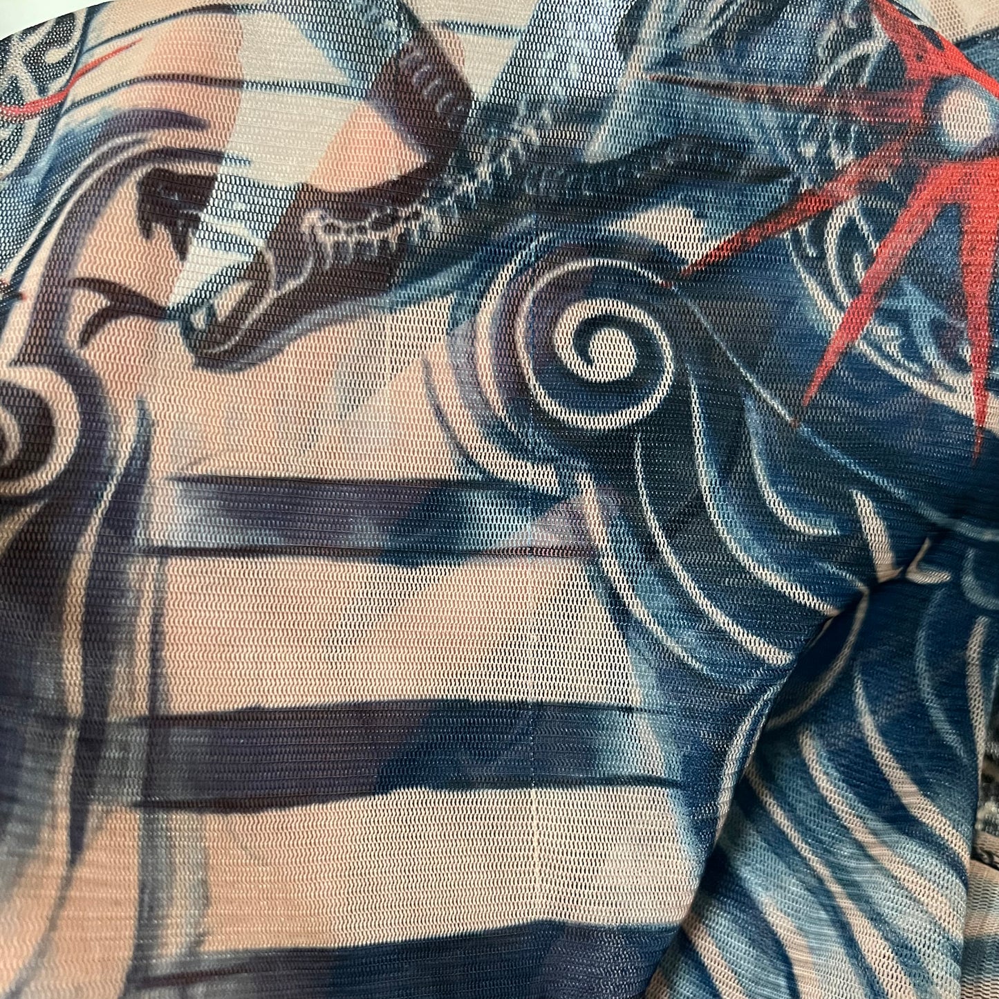 JEAN PAUL GAULTIER × LINDEX 2014 Tattoo Print Mesh Long Sleeve T-Shirt