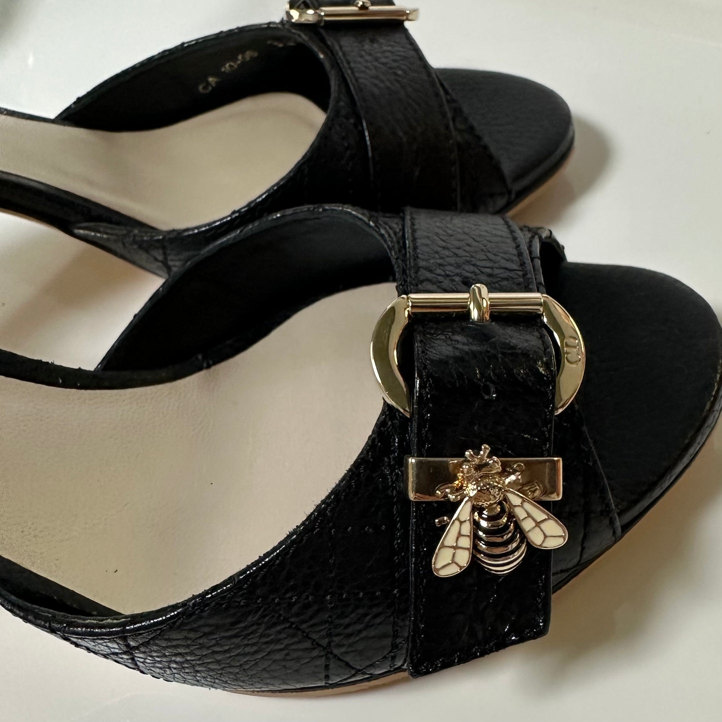 CHRISTIAN DIOR "Bee" Details Leather Sandals