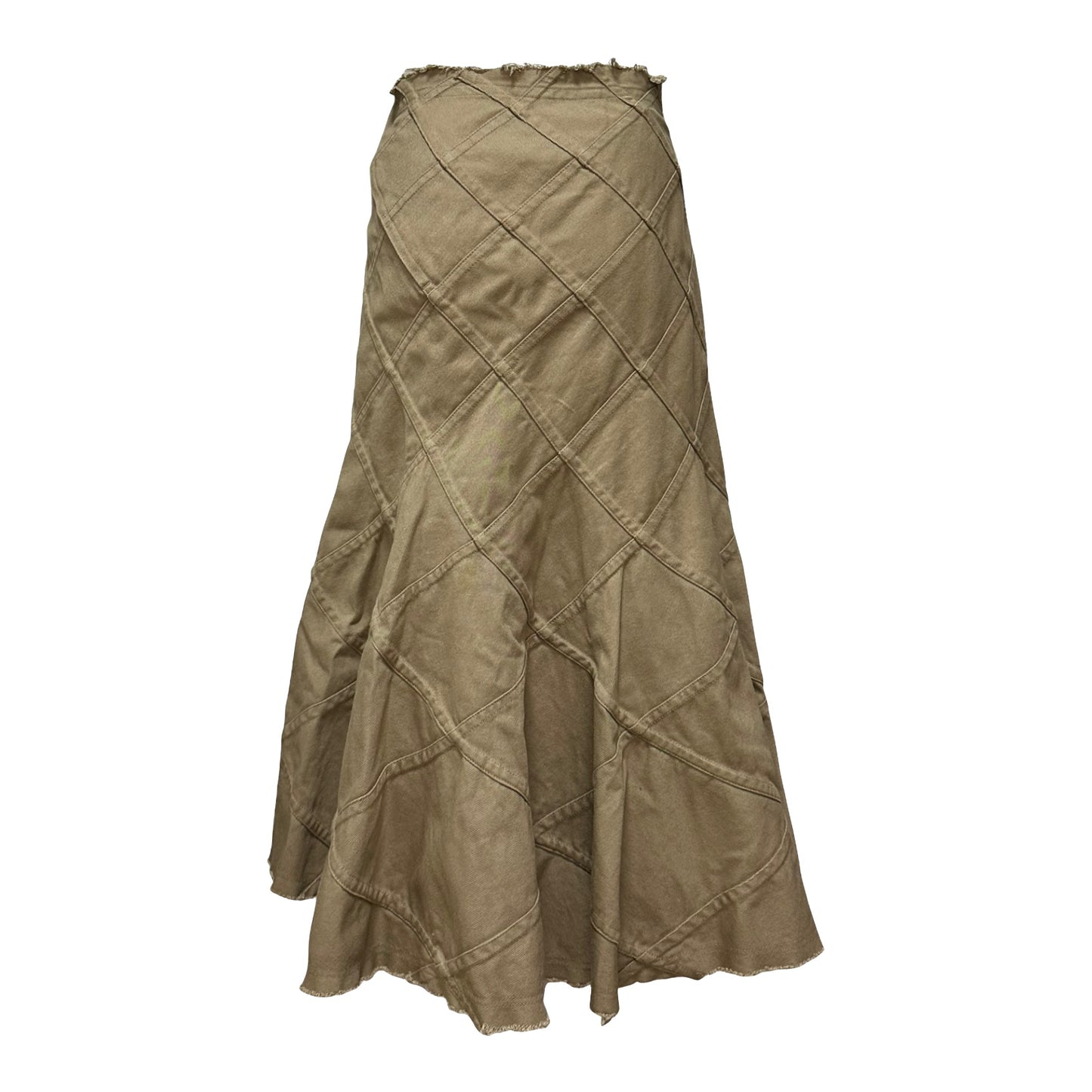 JUNYA WATANABE Spring Summer 2002 Patchwork Flared Denim Long Skirt