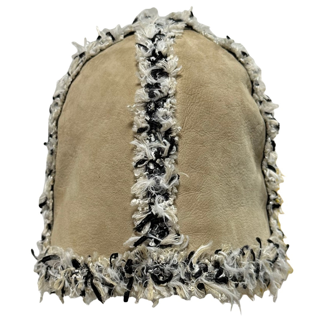 CHANEL Fall Winter 2005 Tweed Trim Leather Bucket Hat