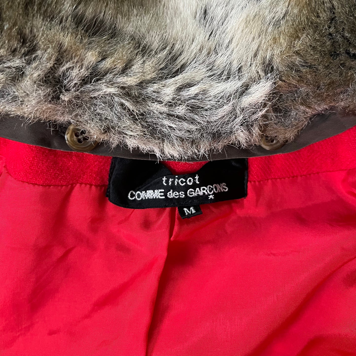 TRICOT COMME DES GARÇONS Fur Trim Patchwork Jacket