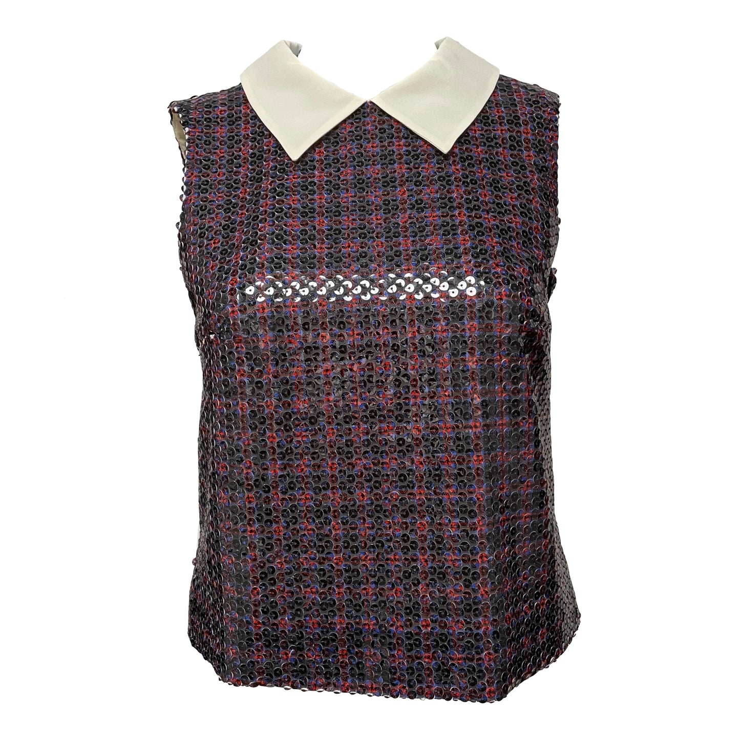 PRADA Check Sequin Sleeveless Top