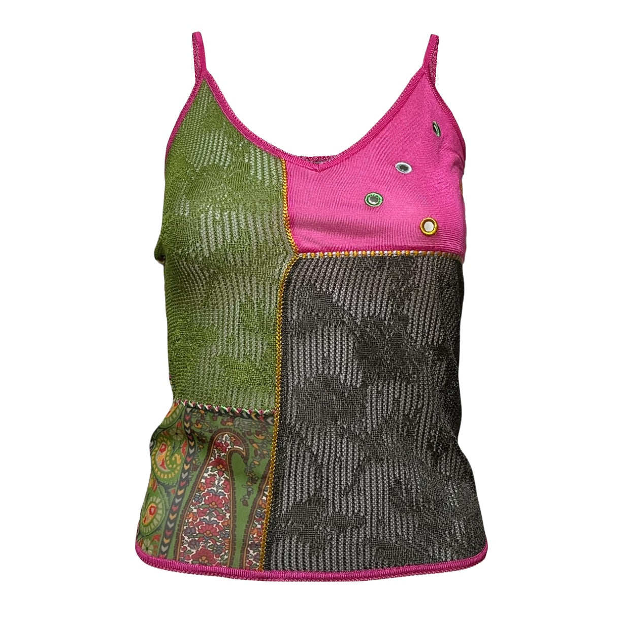 CHRISTIAN DIOR Spring Summer 2004 Knit Paisley Patchwork Camisole