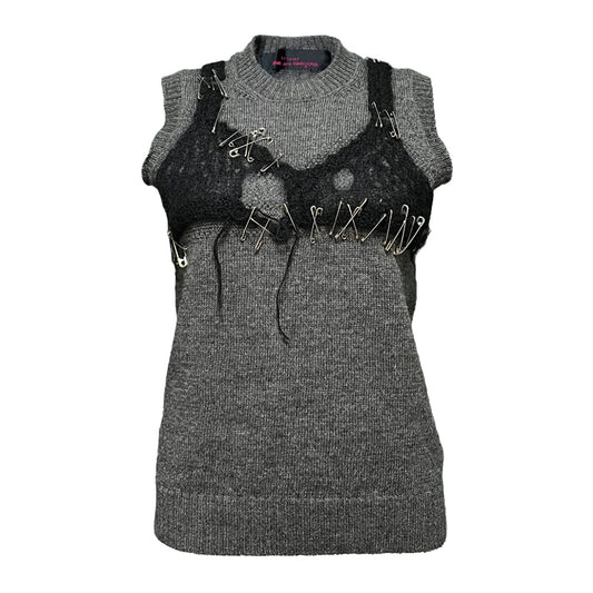 TRICOT COMME DES GARÇONS Safety Pin Detail Knit Vest
