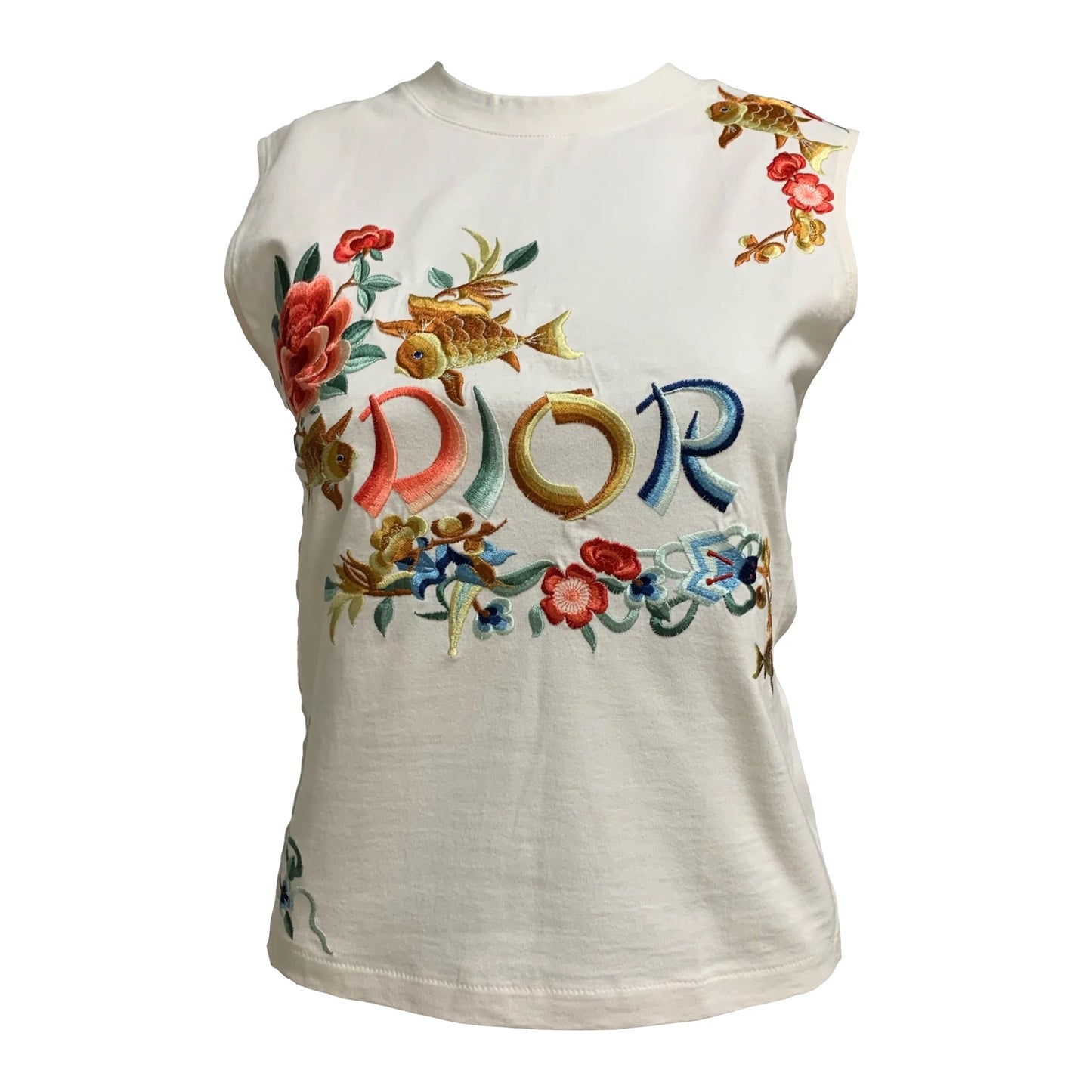 CHRISTIAN DIOR 2002 Floral Embroidered Tank Top