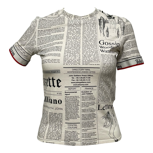 JOHN GALLIANO Newspaper Print T-Shirt