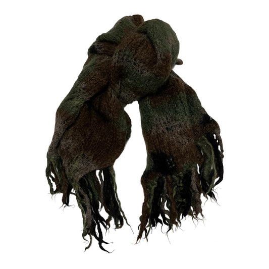 JUNYA WATANABE Fall Winter 2006 Fringed Distressed Military Camouflage Knit Scarf