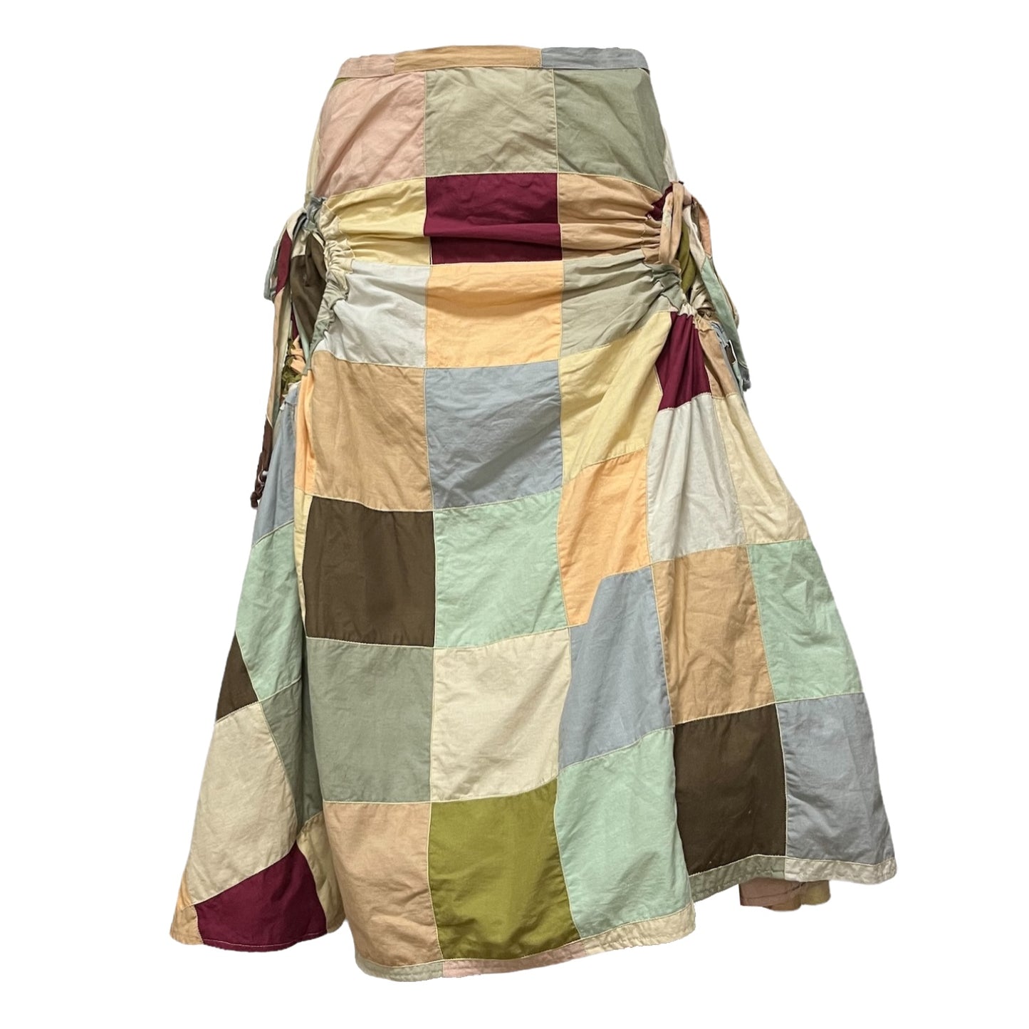 MARNI Fall Winter 2002 Patchwork Scrunched Drawstring Skirt