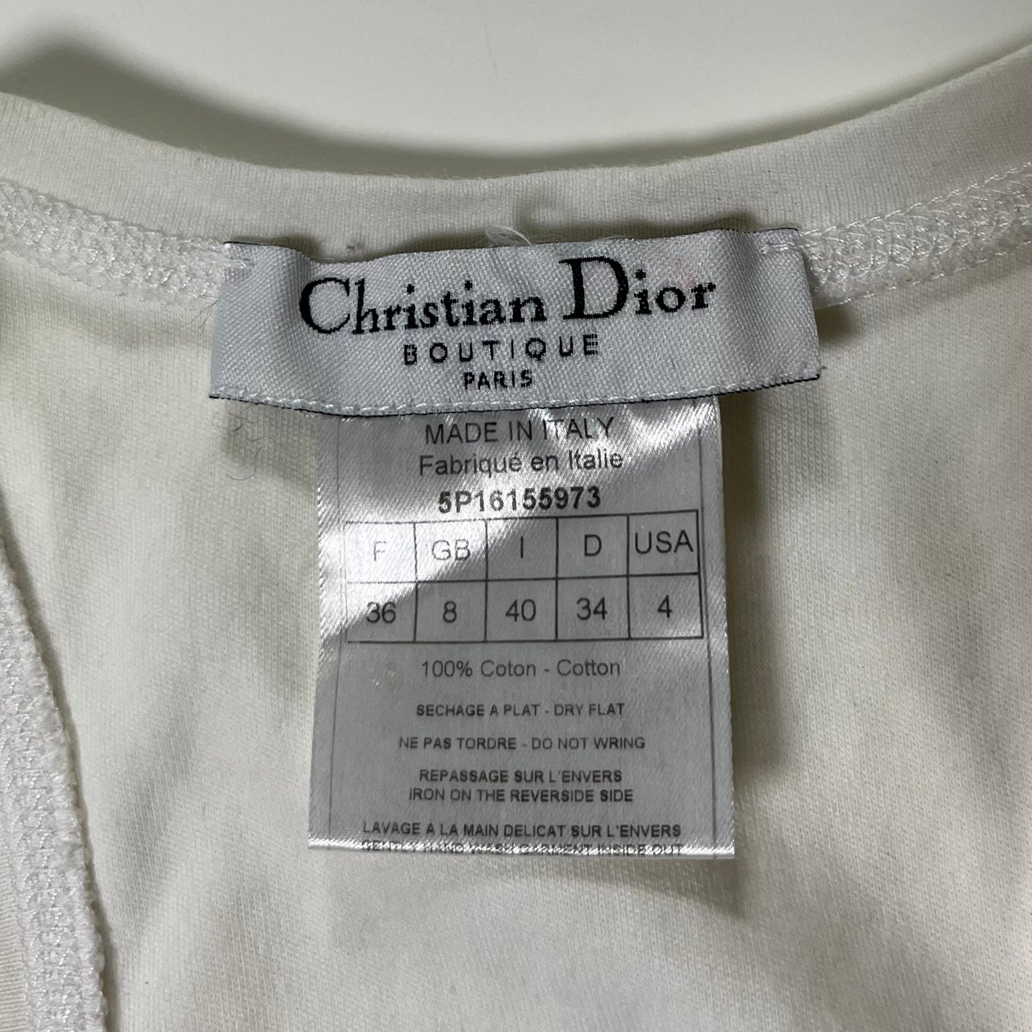 CHRISTIAN DIOR Spring Summer 2005 Peace and Love Sign Swarovski Dior Logo Tank Top